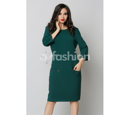 Rochie Fancy Verde Midi Office cu Buzunare