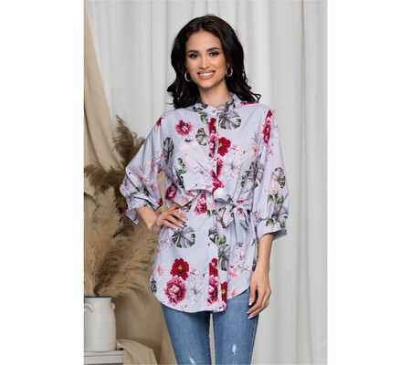 Bluza Eveline lila cu imprimeu floral