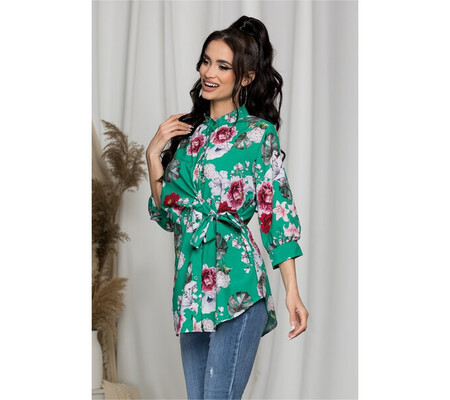 Bluza Eveline verde cu imprimeu floral