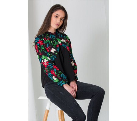 Bluza Moze neagra cu print floral