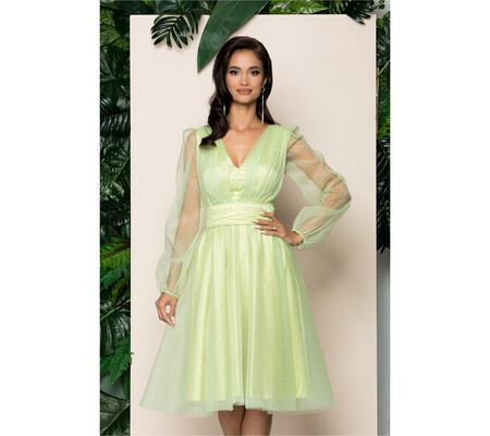 Rochie Ella Collection Madi verde fistic din tulle