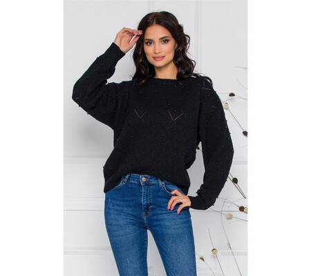 Bluza Alice neagra cu perforatii si margele