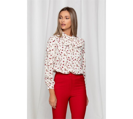 Bluza Ella Collection Belle ivory cu flori