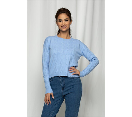 Bluza Lily bleu cu aspect impletit