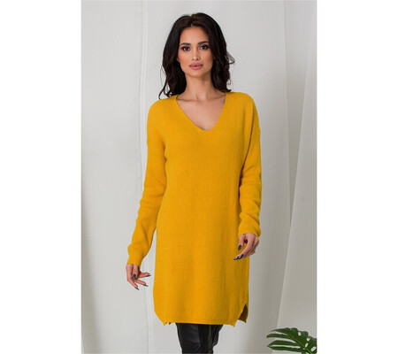 Bluza lunga Samira galbena din tricot