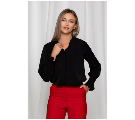 Bluza Rachel neagra cu volanase discrete