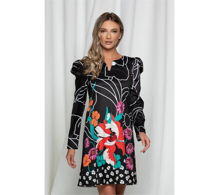 Rochie Daria neagra cu imprimeu floral