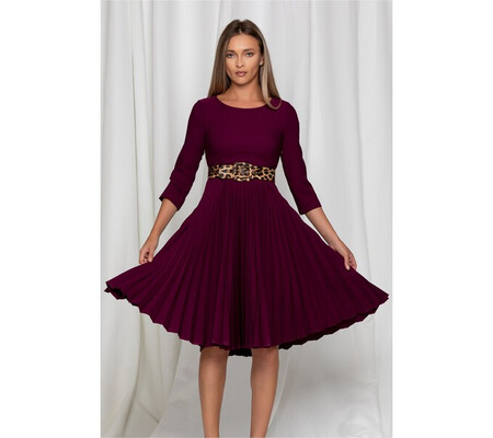 Rochie Sorana magenta cu fusta plisata