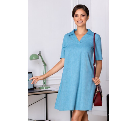 Rochie Amber bleu office evazata