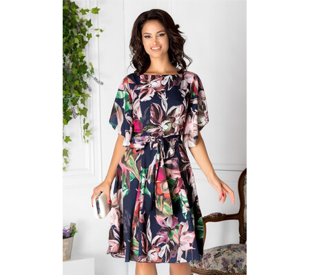 Rochie Leonard Collection bleumarin cu imprimeu floral colorat