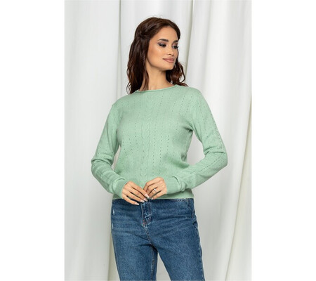 Bluza Olivia verde tricotata cu perforatii