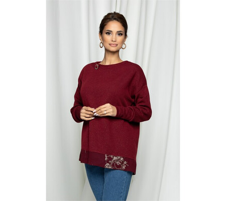 Bluza Ramona bordo cu aplicatie metalica