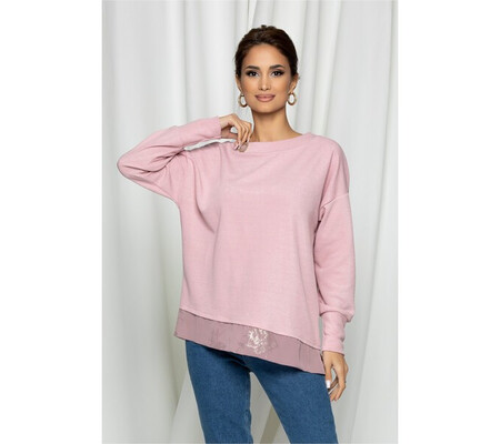 Bluza Ramona roz cu aplicatie metalica