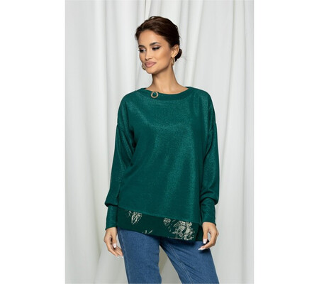 Bluza Ramona verde cu aplicatie metalica