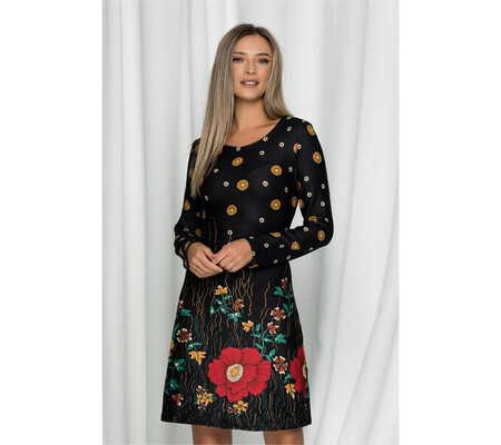 Rochie Ada neagra cu imprimeu floral