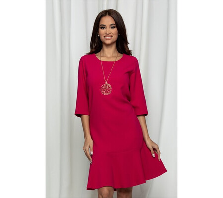 Rochie Aurora fucsia cu volan la baza