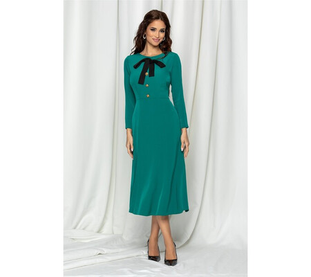 Rochie DY Fashion verde cu funda la decolteu