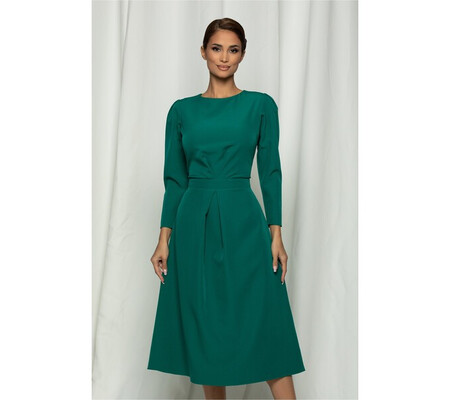 Rochie Dy Fashion verde cu pliuri ce pleaca din talie