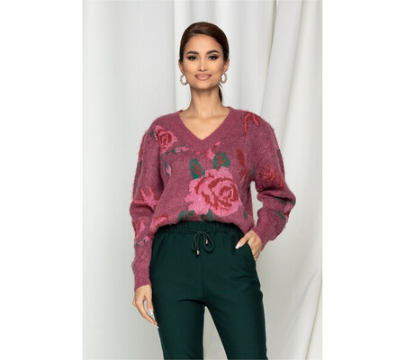 Bluza Amina roz cu imprimeu floral