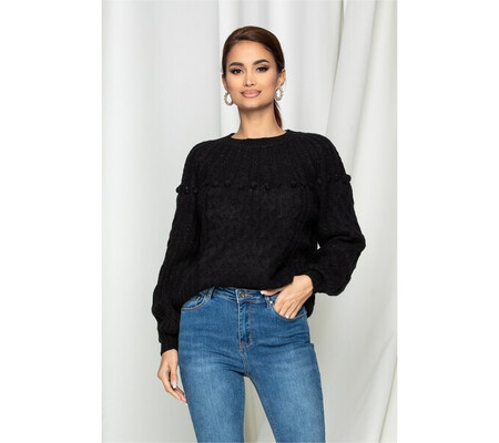 Bluza Dina neagra cu ciucuri