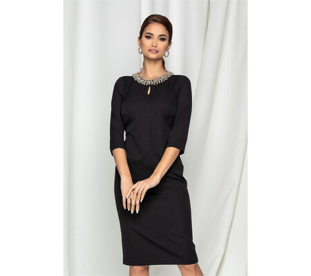 Rochie Anastasia neagra cu aplicatii metalice