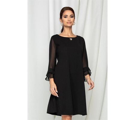 Rochie Marisa neagra cu maneci din voal