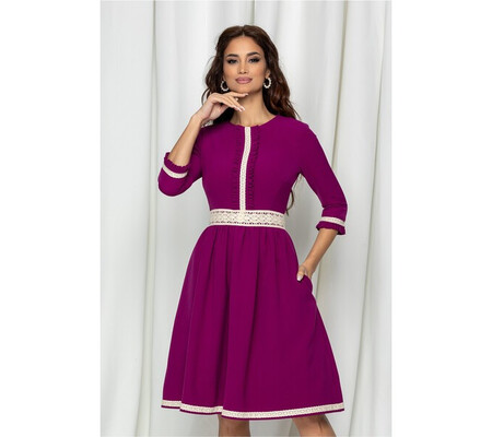 Rochie MBG magenta cu insertii din dantela