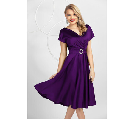 Rochie de ocazie Pretty Girl eleganta in clos violet din tafta