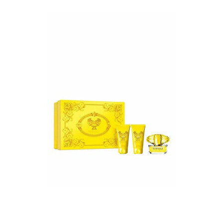 Set cadou Versace Yellow Diamond (Apa de toaleta 50 ml + Lotiune de corp 50 ml + Gel de dus 50 ml), pentru femei