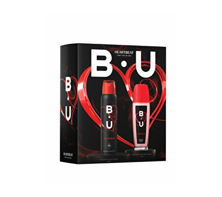 Set cadou BU Heartbeat (Spray de corp 75 ml + Deospray 150 ml), pentru femei