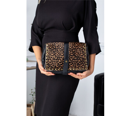 Geanta Casy din piele cu imprimeu animal print