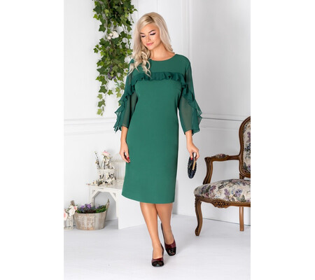 Rochie Alissa verde cu volanase