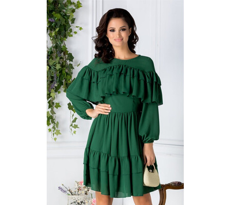 Rochie LaDonna Daisy verde cu volanase