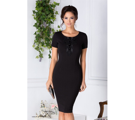 Rochie LaDonna neagra cu flori brodate