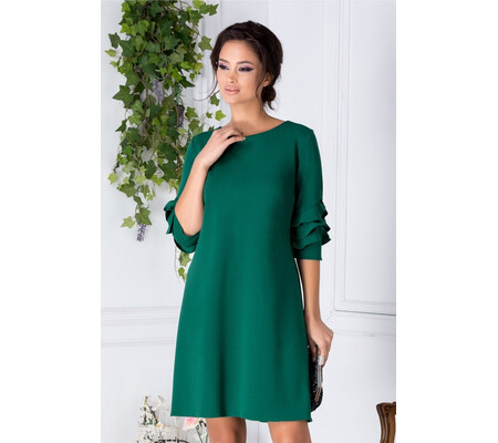 Rochie Tora verde inchis croi larg cu detalii maneca