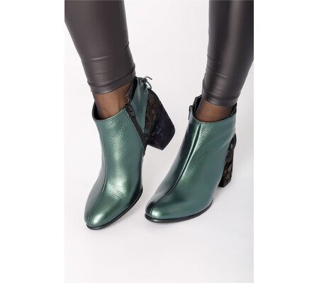 Botine Shiny scurte verde metalizat