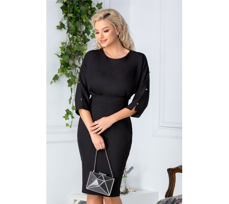 Rochie Alive office neagra cu decupaje discrete la maneci