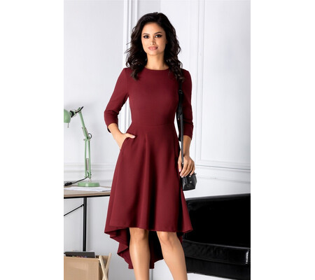 Rochie Brise bordo asimetrica cu buzunare