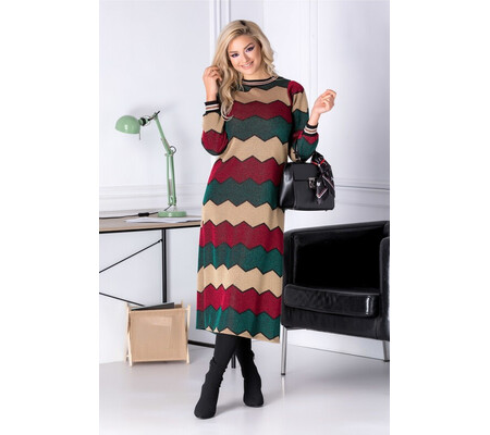 Rochie Criss in zig-zag cu dungi verzi