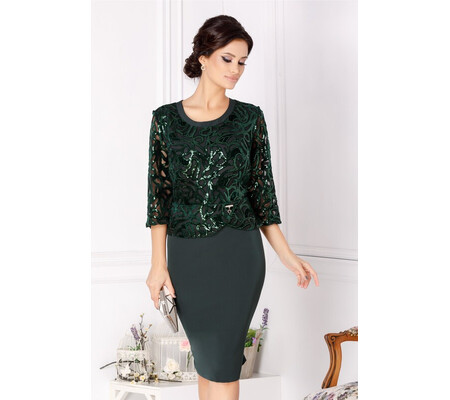 Rochie Dariana verde cu paiete