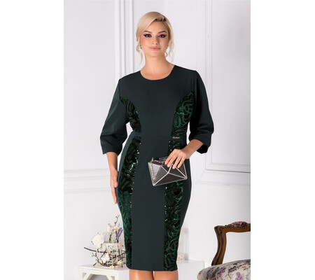 Rochie Grace conica cu paiete verde