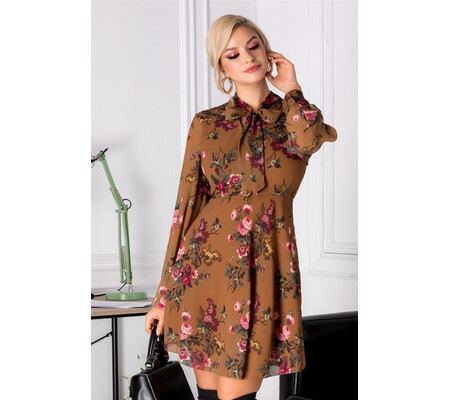 Rochie Hermina maro cu imprimeu floral