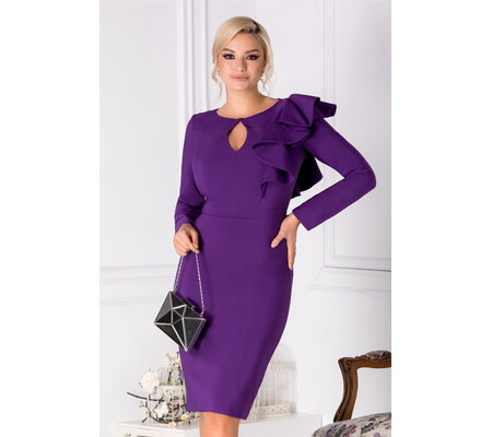 Rochie LaDonna violet cu volane la umar