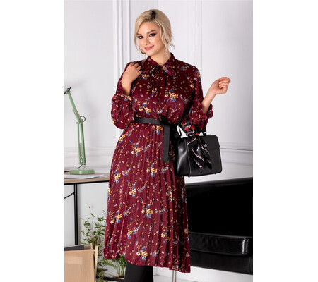 Rochie Lauren bordo cu imprimeuri florale