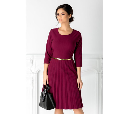 Rochie Taby bordo clos plisata